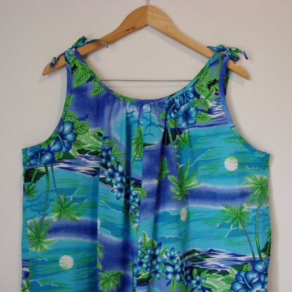 Vintage 70s 80s Hawaiian Maxi Dress Muumuu Floral Tropical Hilo Hattie One Size - Picture 9 of 13